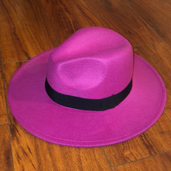 HOT PINK Felt Panama wide Fedora - Picture 8 of 9